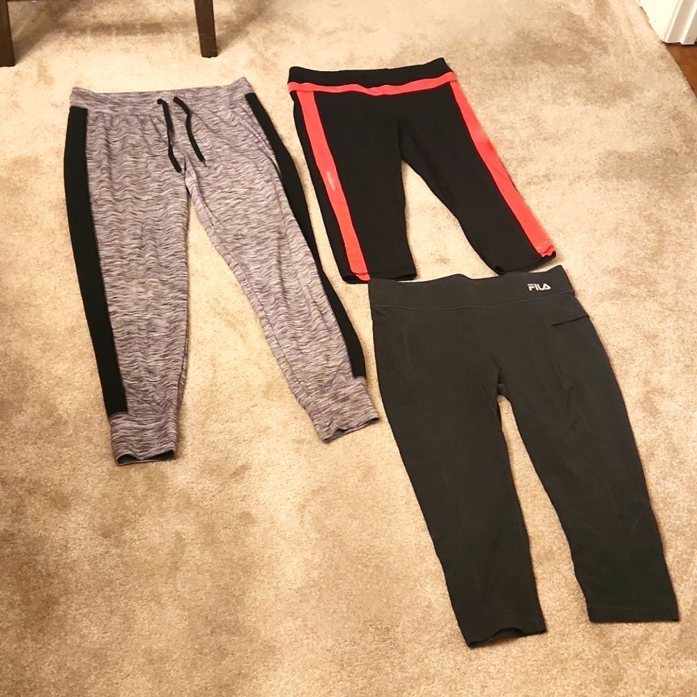 Lot of 3 Gray Athletic Workout Leggings Size M